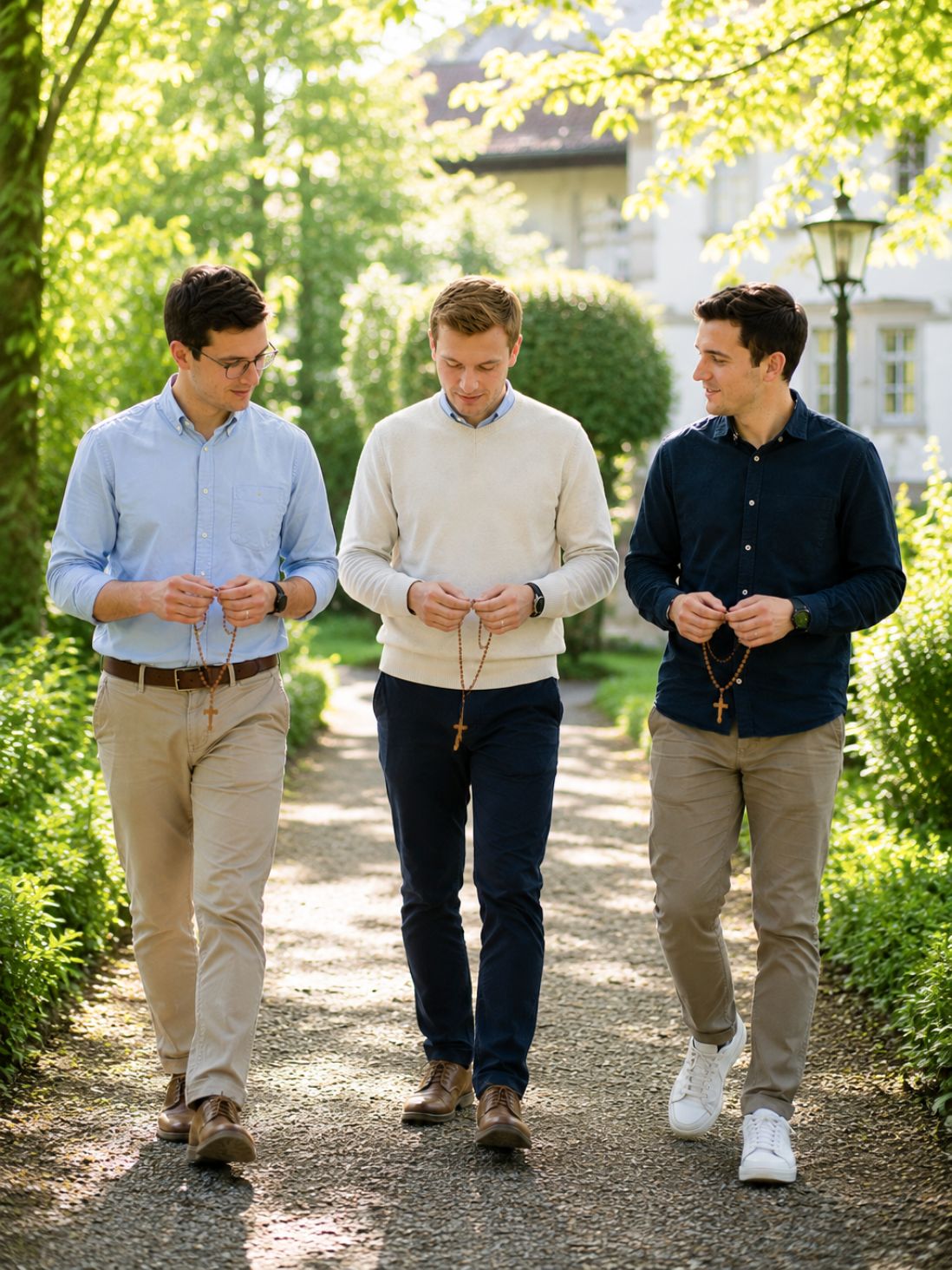 Seminaristen beim gemeinsamen Rosenkranz-Gebet - KI
